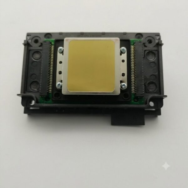 DTF XP600 Printhead – Original Epson Print Head for DTF Printers | ProlificGeeks / DTFShop.in - Top-down close-up view of an Epson i3200 printhead showing the gold nozzle surface and ribbon cable ports.