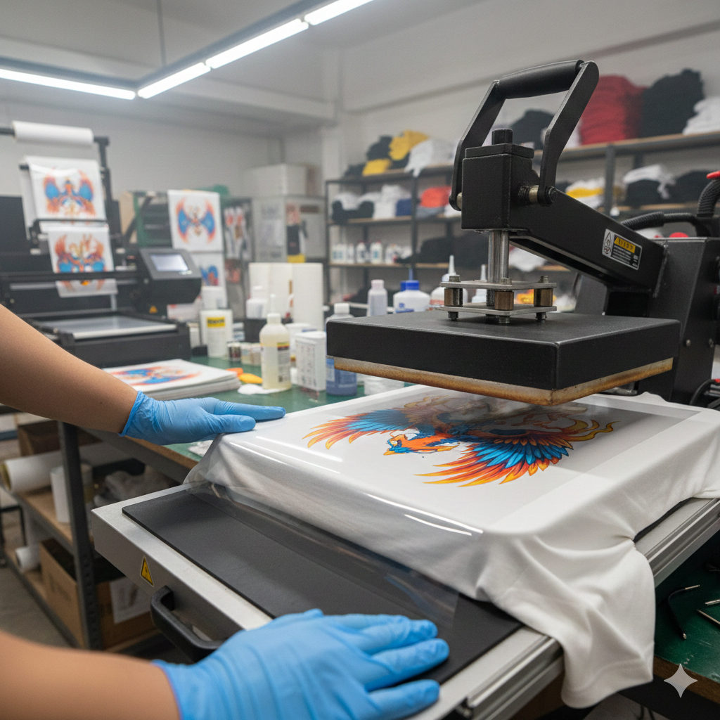 DTF Print heat press transfer on t-shirt