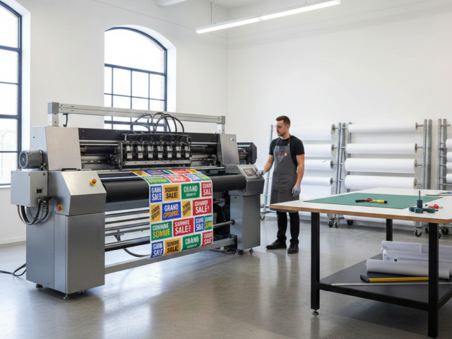 vinyl printing machine producing large format graphics