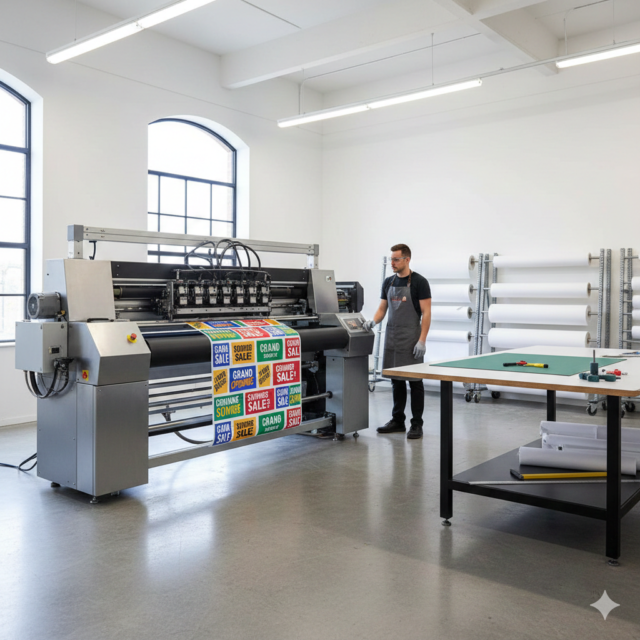 vinyl printing machine producing large format graphics