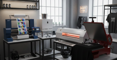 DTF Print complete setup with printer and heat press