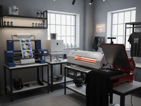 DTF Print complete setup with printer and heat press