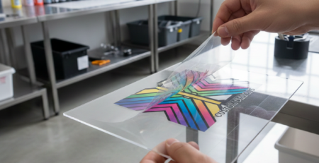 UVDTF Printing process on acrylic surface