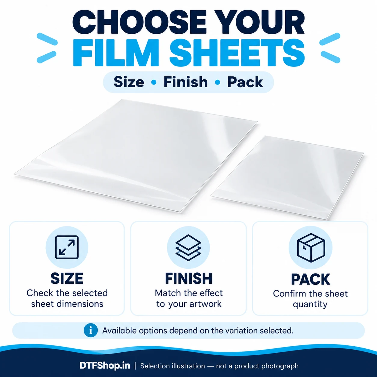 DTF PET Film Sheets India – Premium A3/A4 Matte, Glossy, Metallic & Special Effects for DTF Printer - DTF PET Film Sheets India — educational product-use illustration