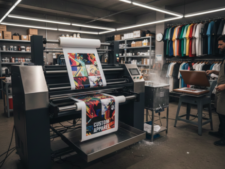 DTF Printing machine producing colorful textile transfers