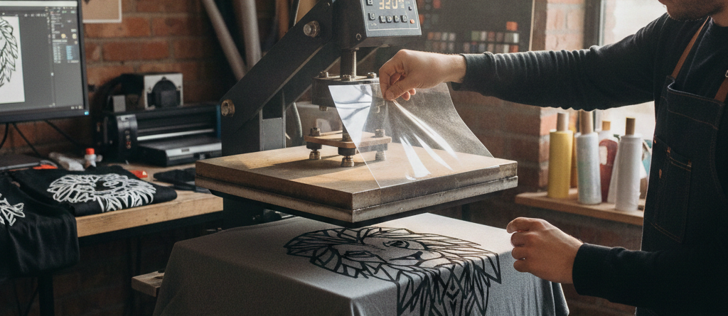 Vinyl Printing T-shirt process with heat press machine