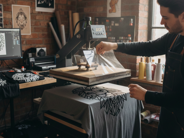 Vinyl Printing T-shirt process with heat press machine