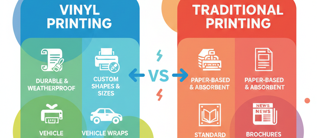 Vinyl Printing vs traditional printing comparison