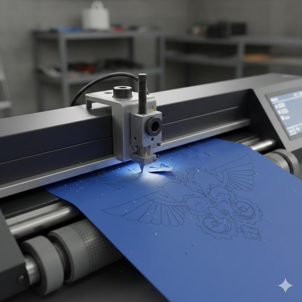 Vinyl Printing – Best Step-by-Step Process for Beginners (Proven Results) - Vinyl printing cutting process on a plotter