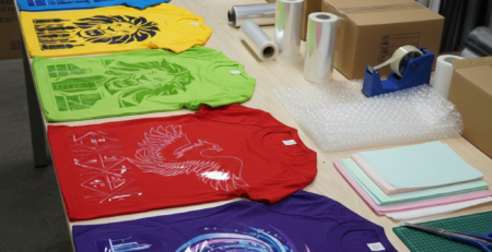 Finished T-shirts printed using UVDTF Printing