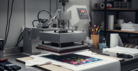 Sublimation printing process with heat press and sublimation paper