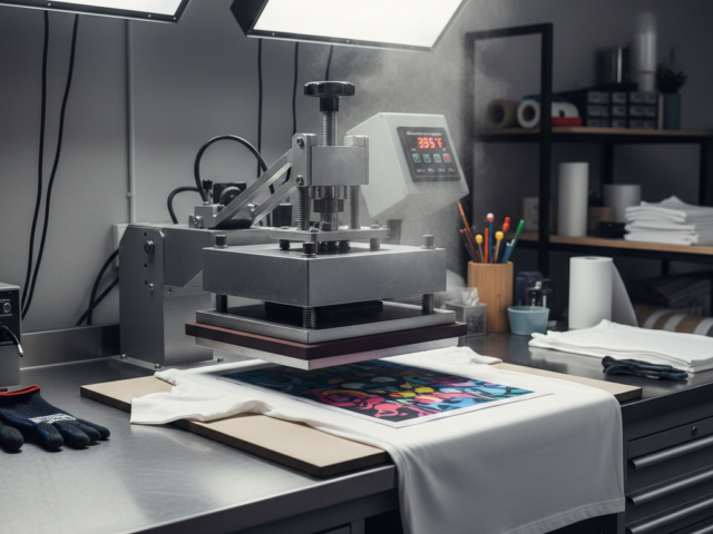 Sublimation printing process with heat press and sublimation paper