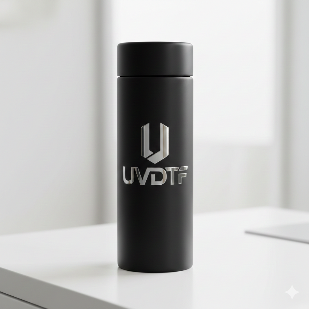 UVDTF Printing sample on stainless steel bottle