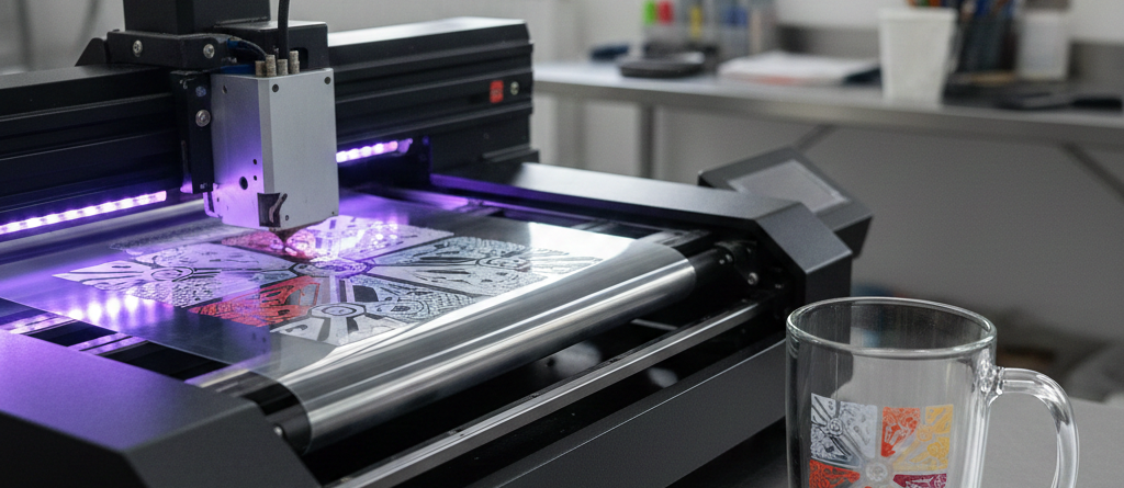 UVDTF Printing process on glass mug