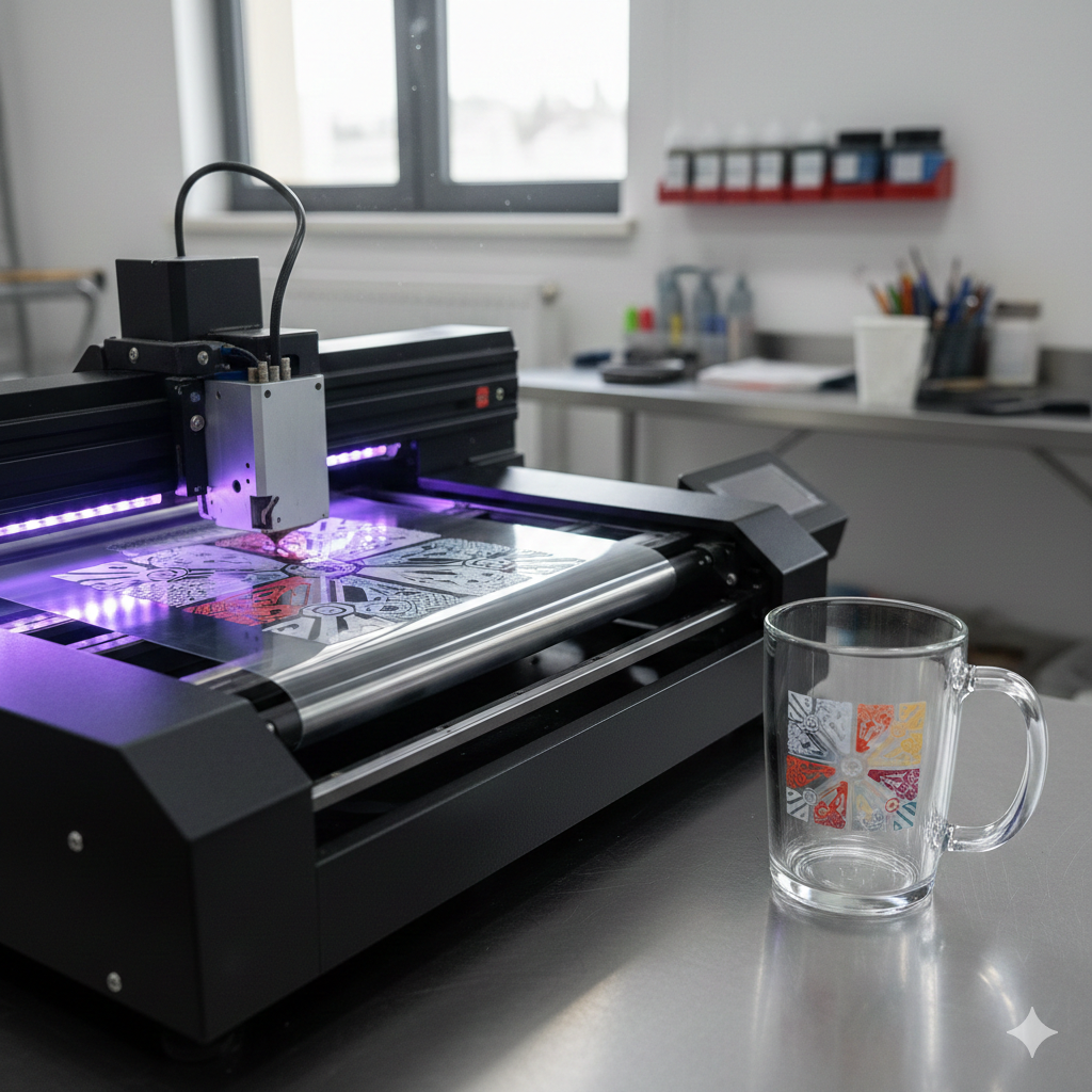 UVDTF Printing process on glass mug