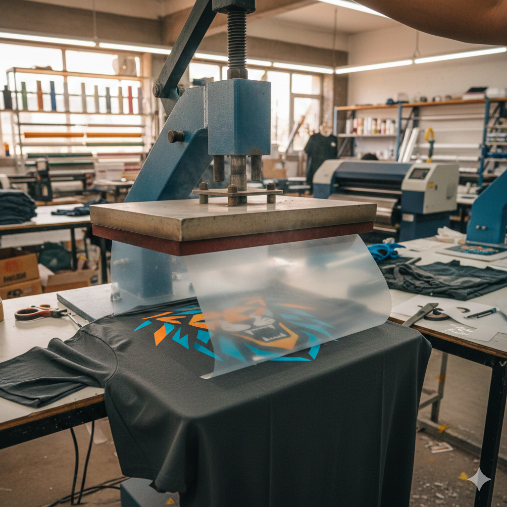 DTF PET Film Guide 2026: Which GSM Is Best for T-Shirts? - DTF PET Film heat press transfer on T-shirt