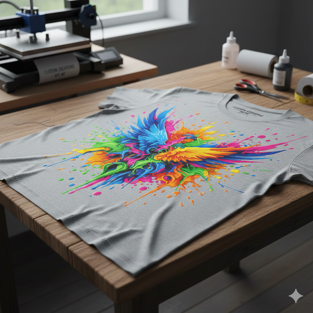 Finished T-shirt printed using DTF Technology