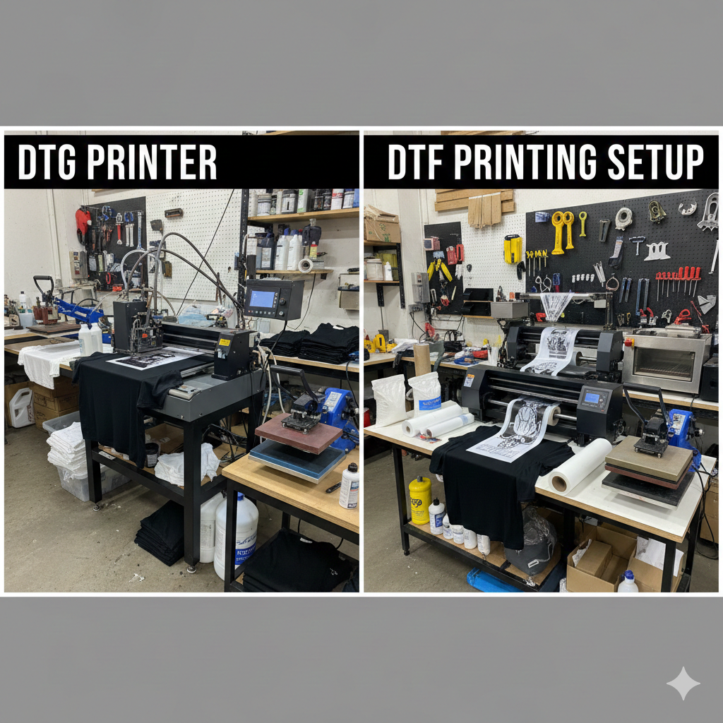 DTG vs DTF Printing comparison chart for startups