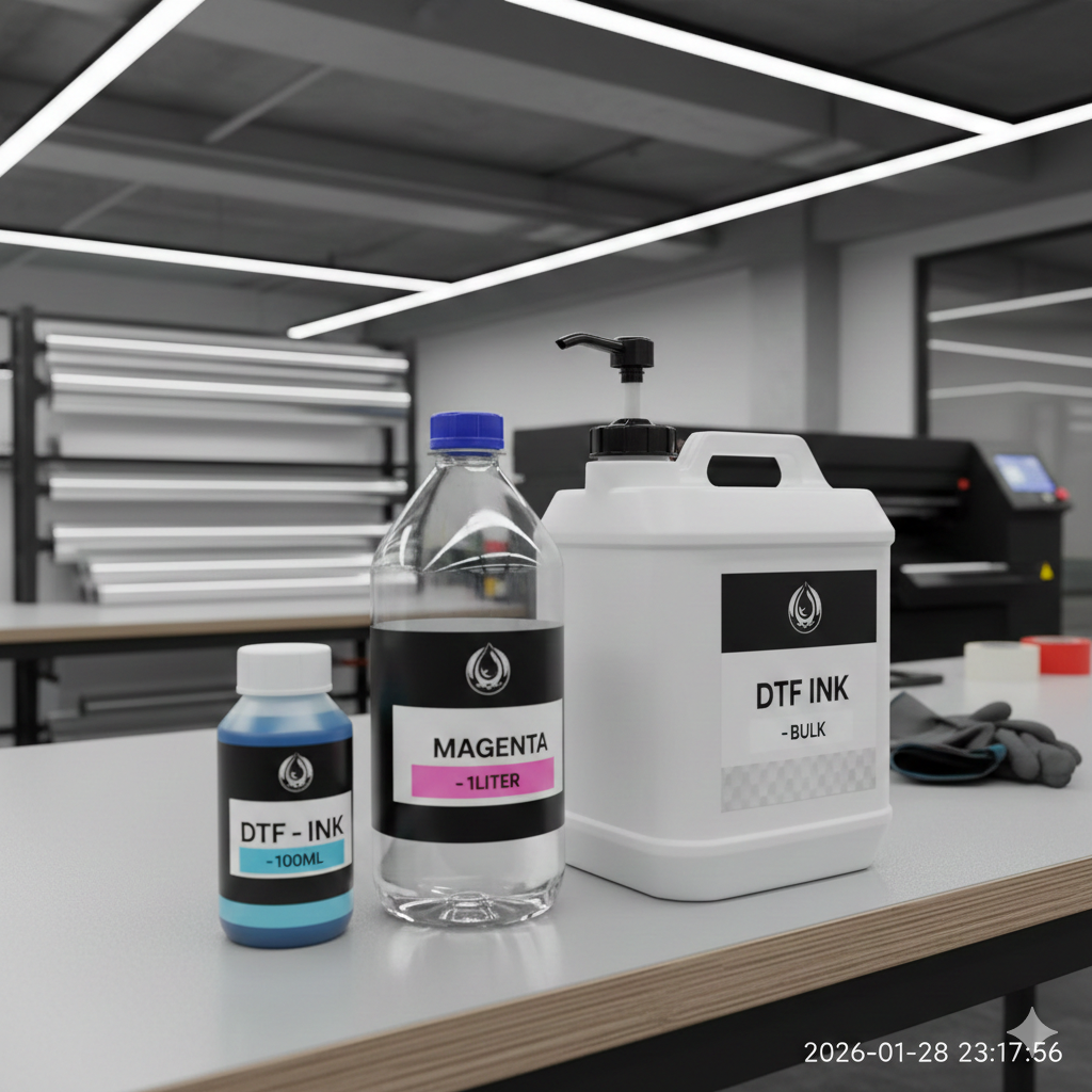 DTF Inks Power Guide: 100 ml vs 1 L vs Bulk – Which Is Better? - DTF Inks 100 ml vs 1 liter vs bulk bottles comparison