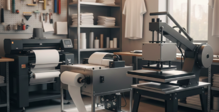 DTF Printing heat press machine in garment printing setup