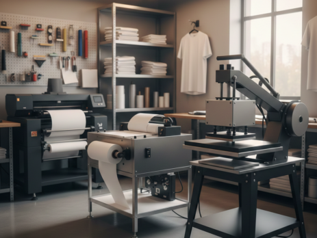 DTF Printing heat press machine in garment printing setup