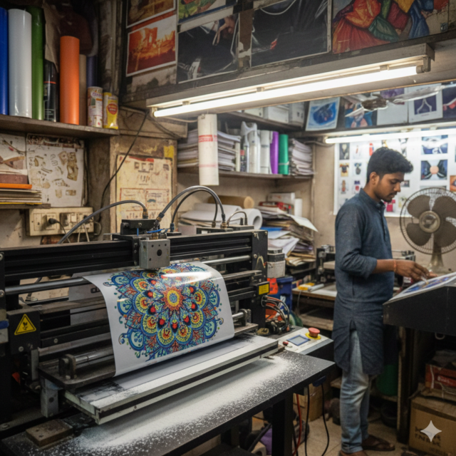 DTF Printer printing design on PET film