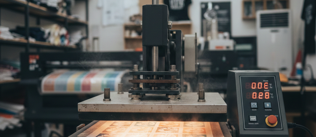DTF Prints curing using heat press machine