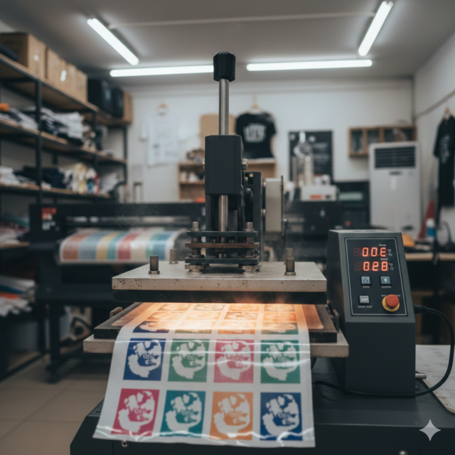 DTF Prints curing using heat press machine