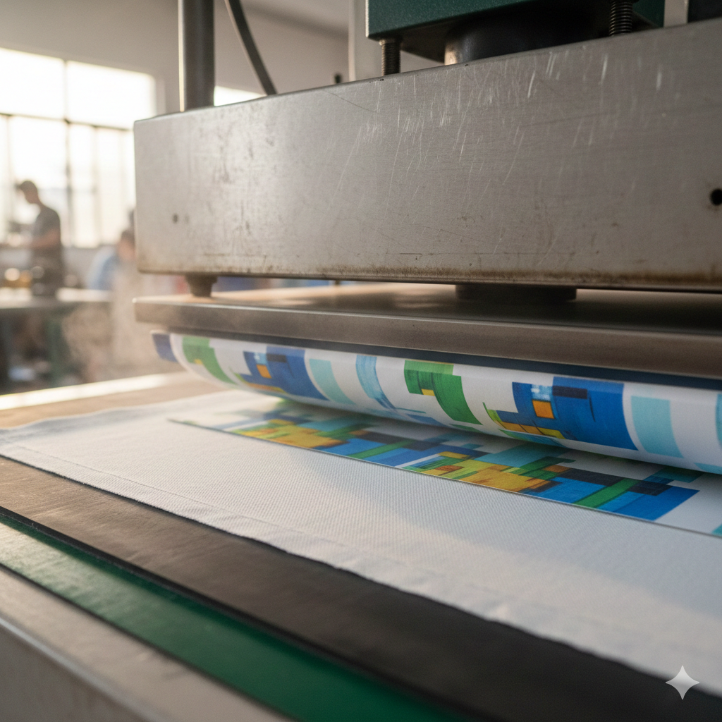 Sublimation heat press machine in use