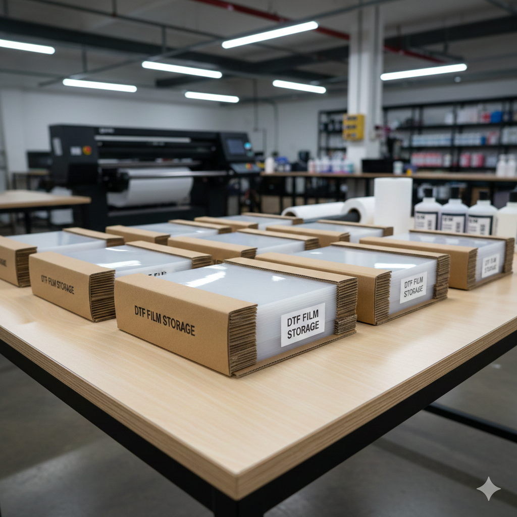 Flat stacking of DTF inks transfer films