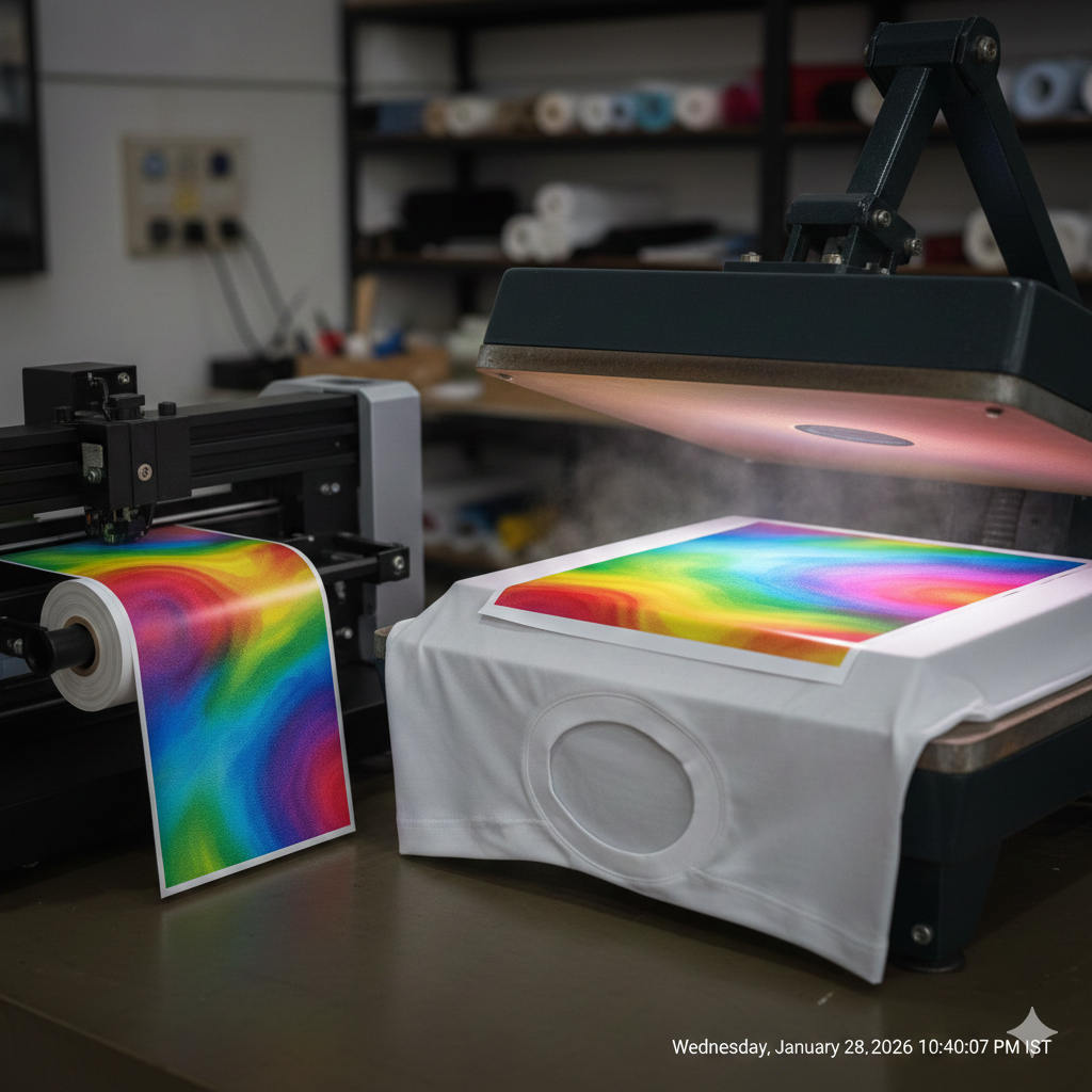 Sublimation printer printing on polyester fabric