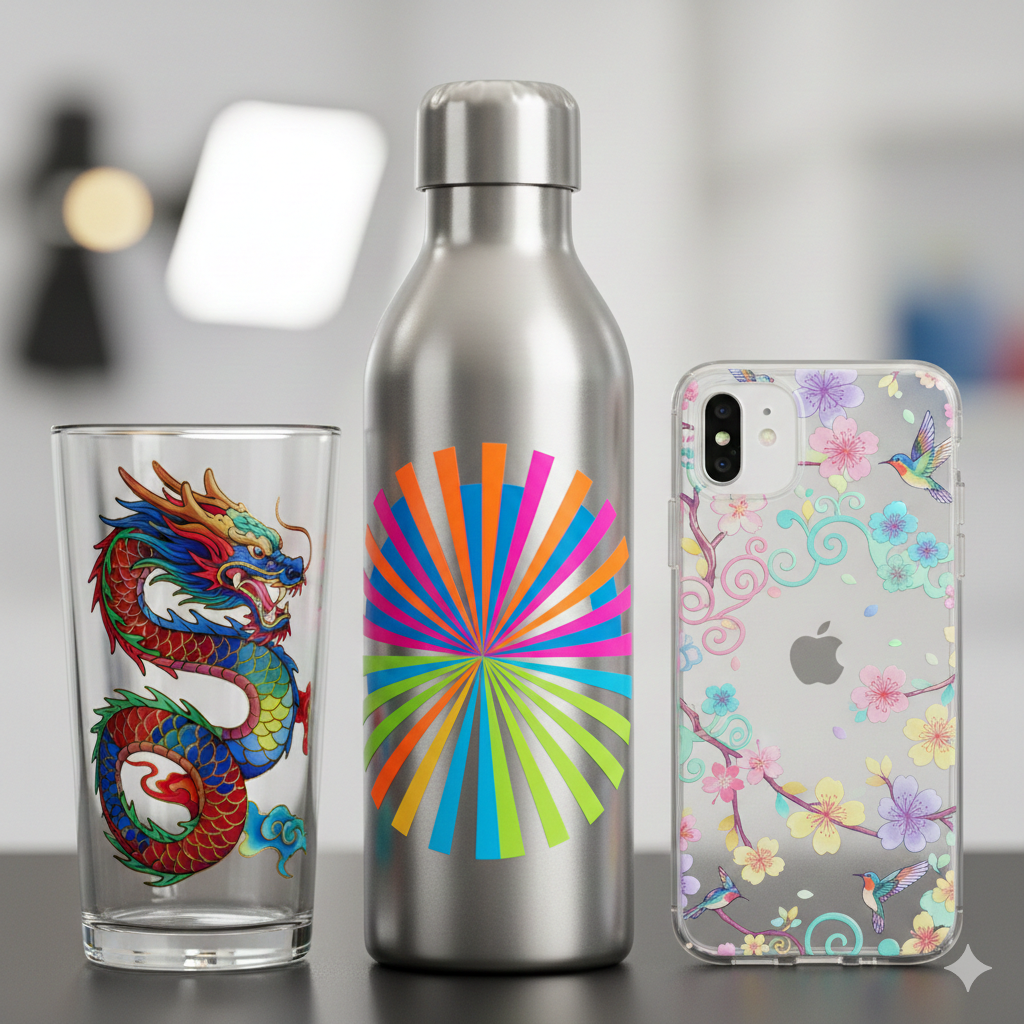 UVDTF Printing transfer samples on hard surfaces