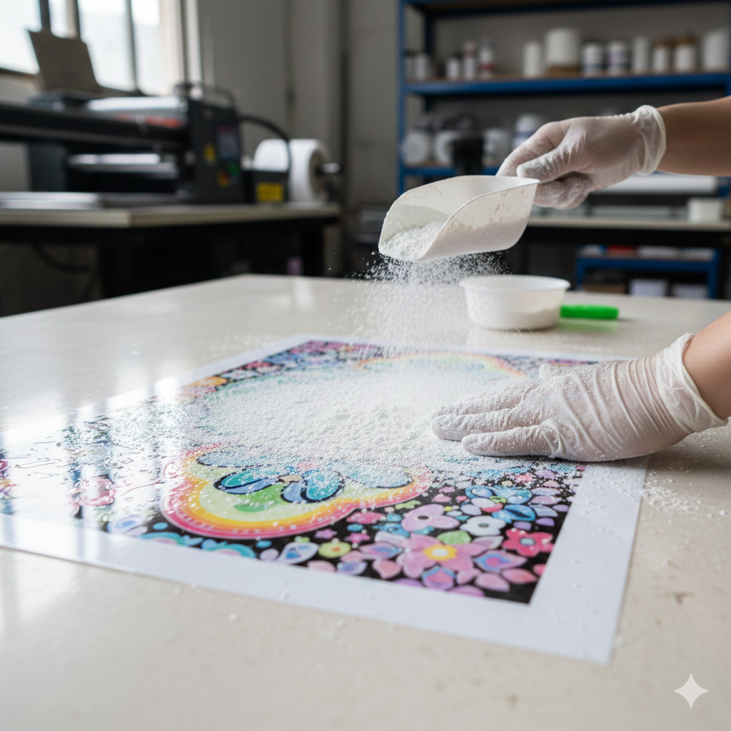 DTF Printing powder application process