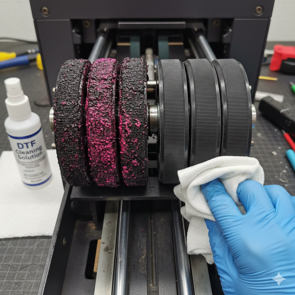 DTF Printers roller cleaning for PET film