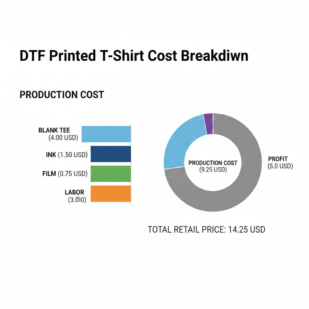 DTF Printed t-shirt pricing cost breakdown