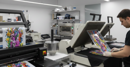 DTF Printing process on custom t-shirt