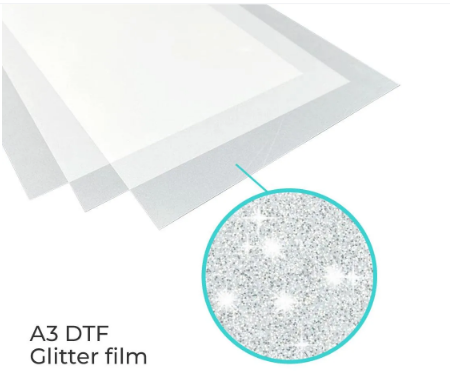 A3 DTF Glitter Film India DTF Glitter Film, A3 Transfer Film, Decorative PET Film, Garment Printing Supplies, DTF Consumables, ProlificGeeks