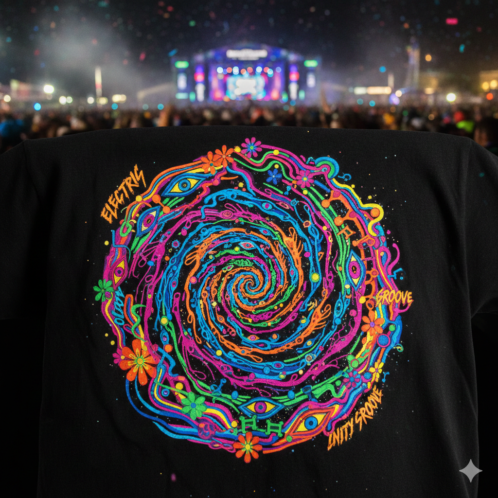 DTF Printing neon festival graphics