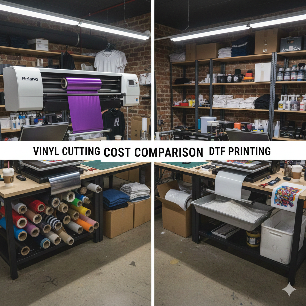 Vinyl Printing Guide: DTF Printing vs Vinyl Printing – Cost & Quality Explained - Vinyl Printing setup cost vs DTF printing setup