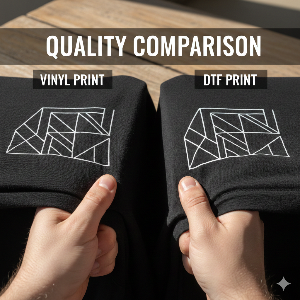 Vinyl Printing Guide: DTF Printing vs Vinyl Printing – Cost & Quality Explained - Vinyl Printing durability and fabric feel