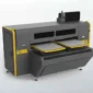 HJD dual-platen DTG printer with grey cabinet, yellow trim and two garment loading platens