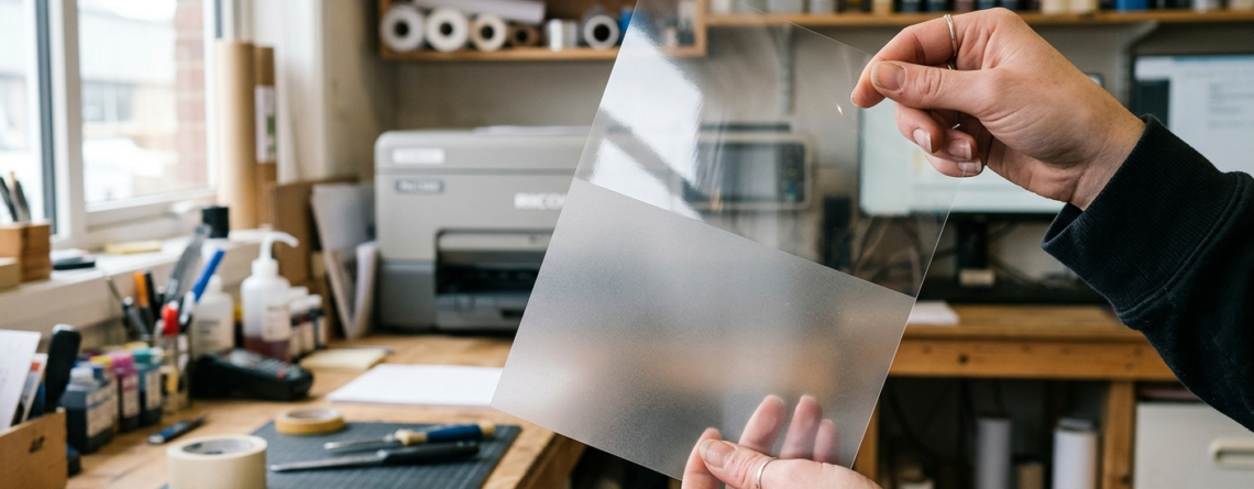 DTF PET film loading guide showing correct matte side up