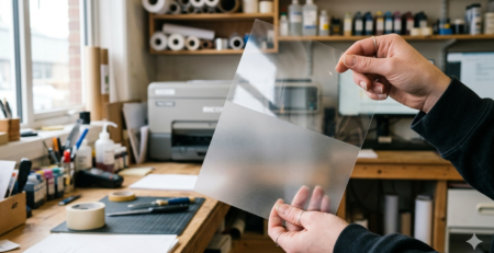 DTF PET film loading guide showing correct matte side up