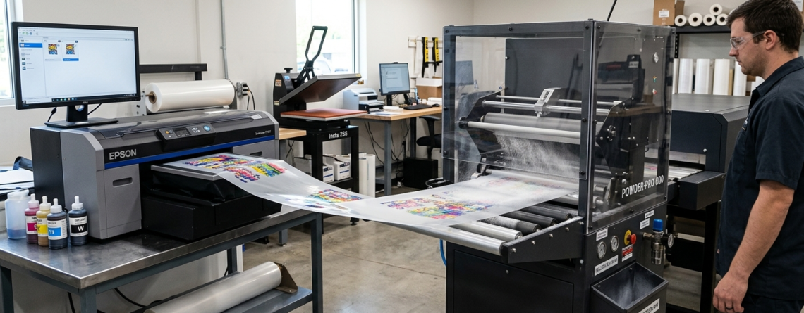 powder shaker for DTF printing machine setup