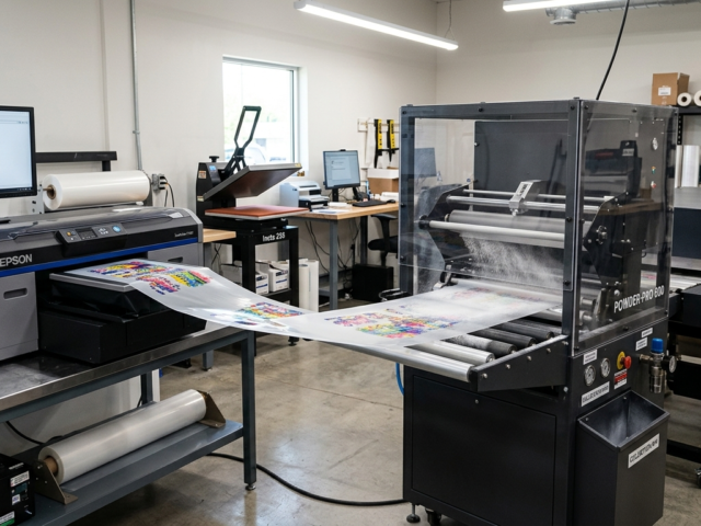 powder shaker for DTF printing machine setup