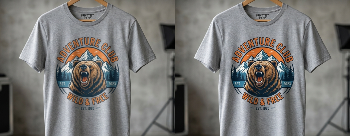 DTF printing DPI settings comparison 150 vs 300 DPI