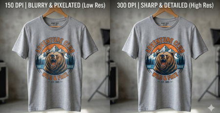 DTF printing DPI settings comparison 150 vs 300 DPI