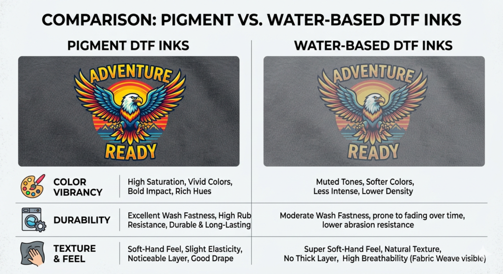 DTF Ink Types pigment vs water based comparison India