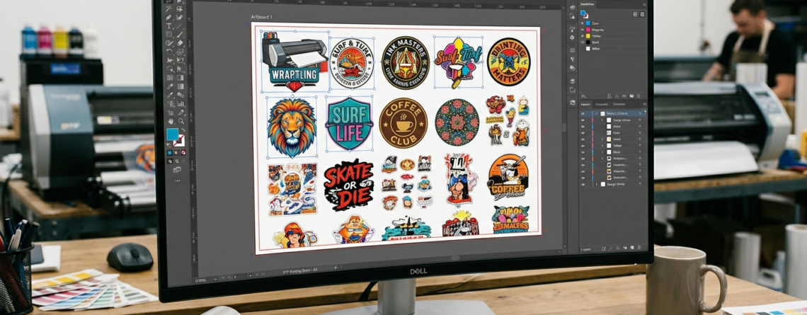 Gang Sheets for DTF Printing layout example on software