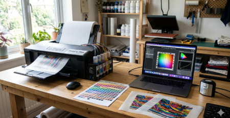 DTF color management guide showing printer color calibration process